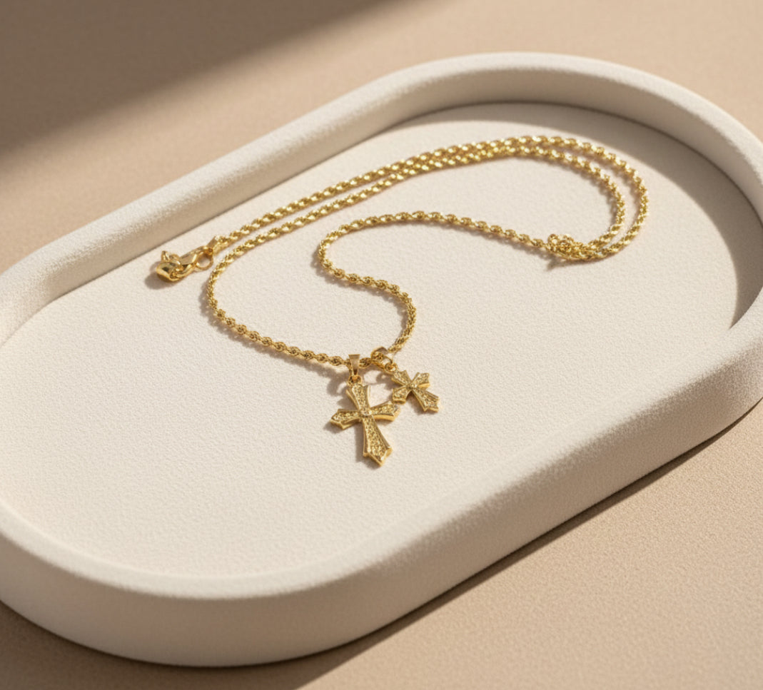 Gold Cross Pendant Necklace