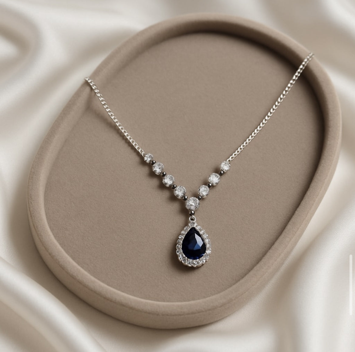 Sapphire Crystal Drop Necklace
