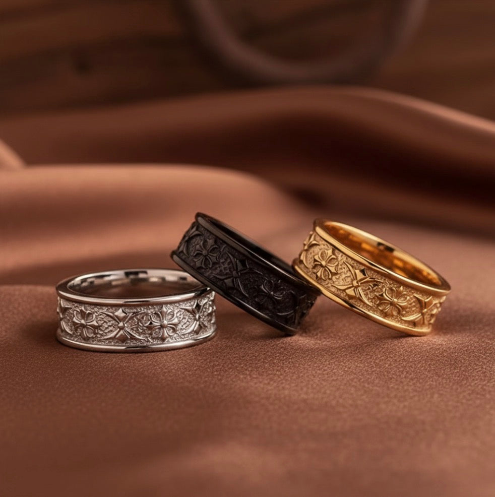 Eternal Bloom Engraved Band Ring