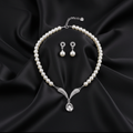 Luminous Elegance Pearl & Crystal Set on black silk